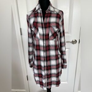 Jack by BB Dakota Red, Black & White Plaid Button-Up - Size Extra Small